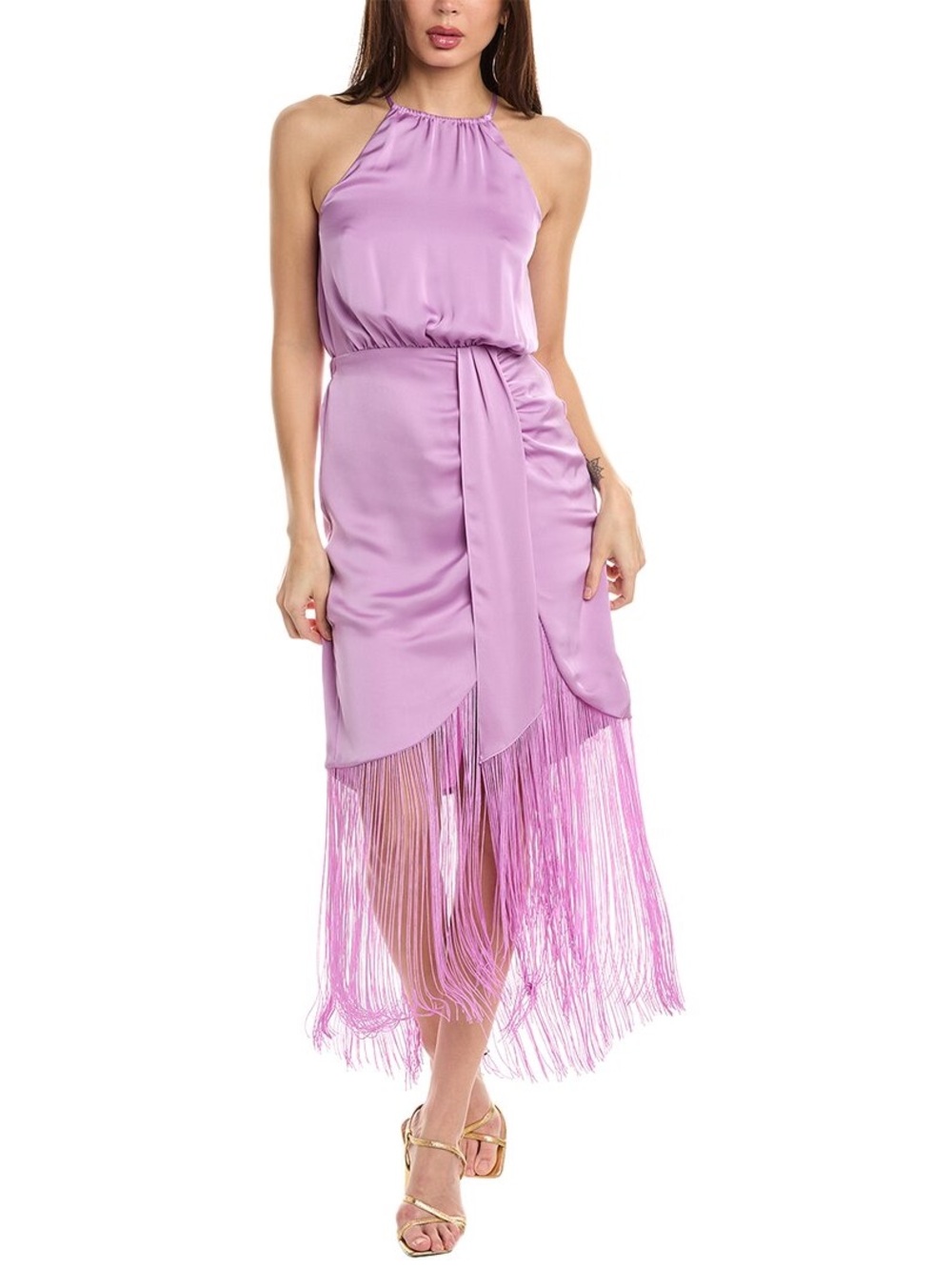 Ramy Brook Lilac Fringe Midi Dress
